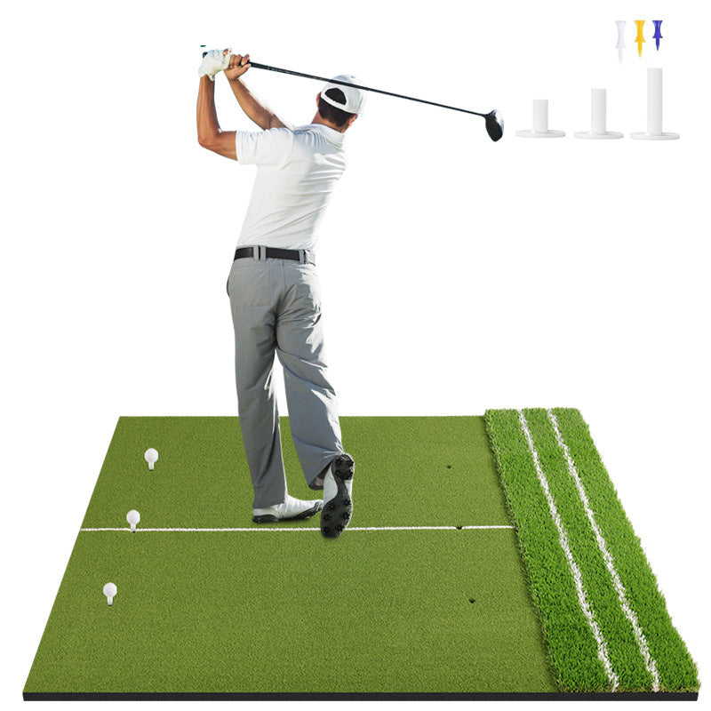 Dual-Turf Golf Mat With Guide Line